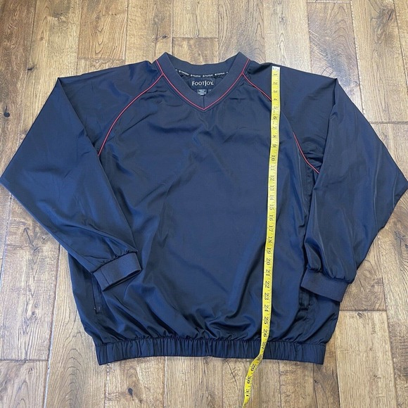 Footjoy FJ Mens L Black Red Trim Long Sleeve V Neck Windbreaker Golf Pullover - Picture 4 of 7